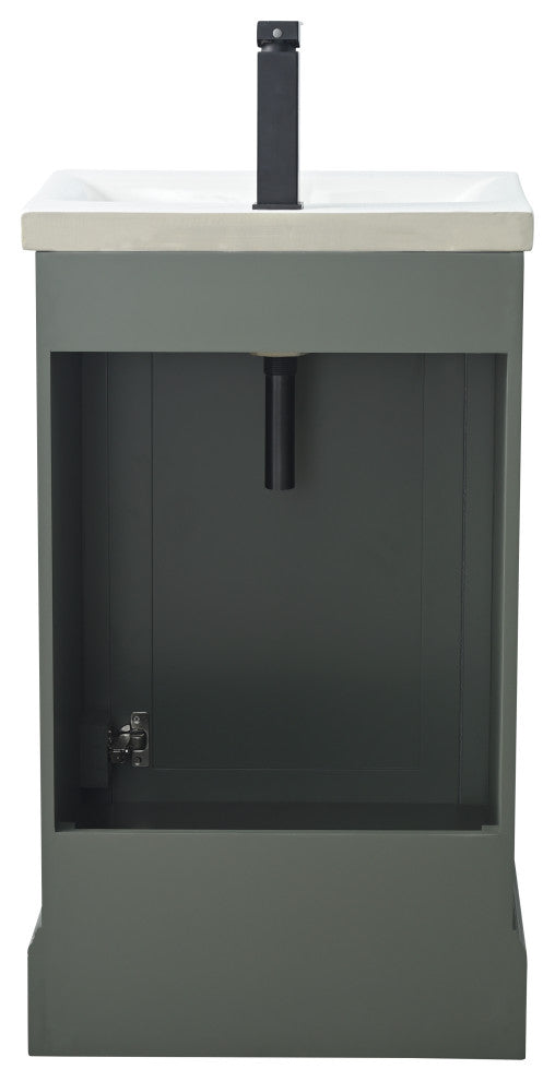Vanity Art Bathroom Vanity With Sink & Top, Vintage Green, 20", Black Stone