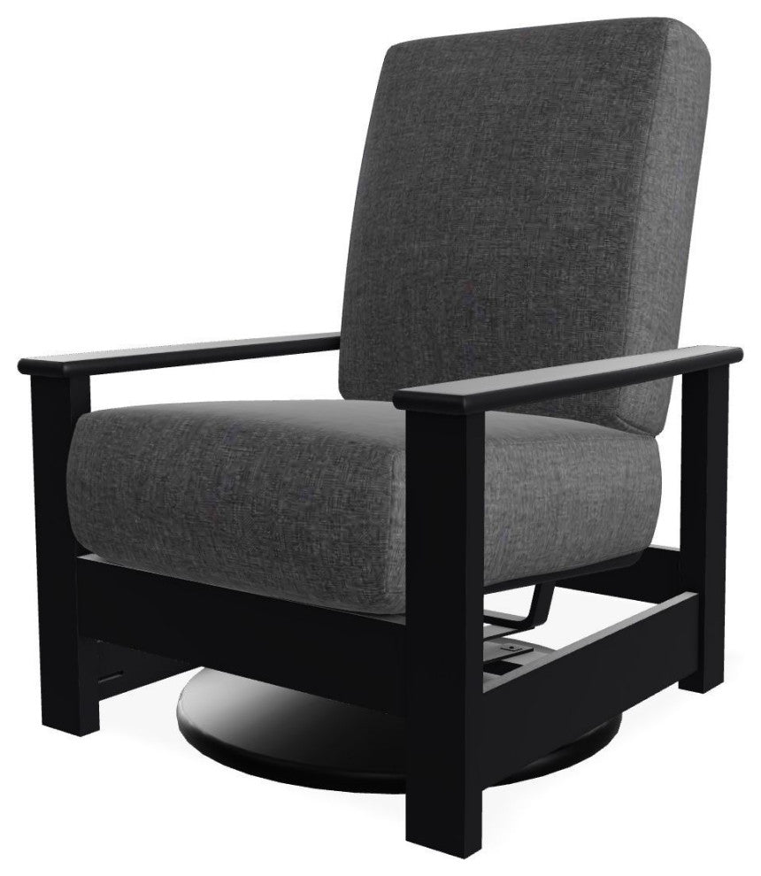 Leeward Deep Seat Outdoor Hidden Swivel Rocker, Slate/Black