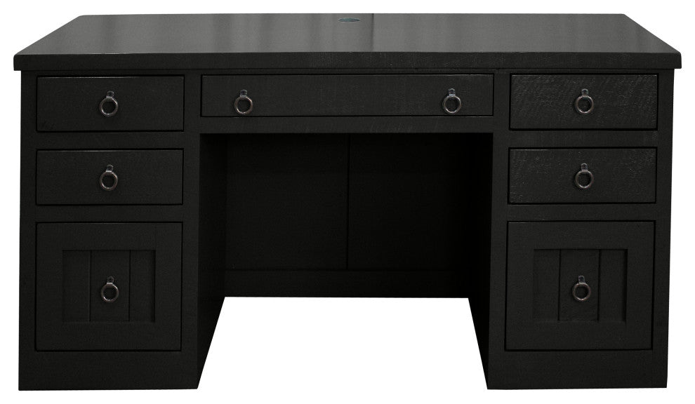 Rustic Executive Home Office Desk, Antique Black