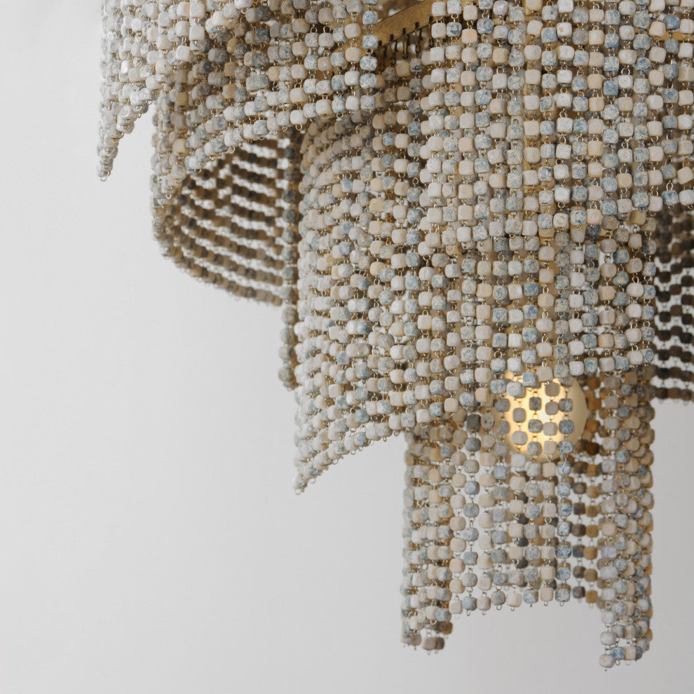 Maxim 22467WWD Fontaine 7 Light 24"W Beaded Abstract Chandelier - Golden Silver