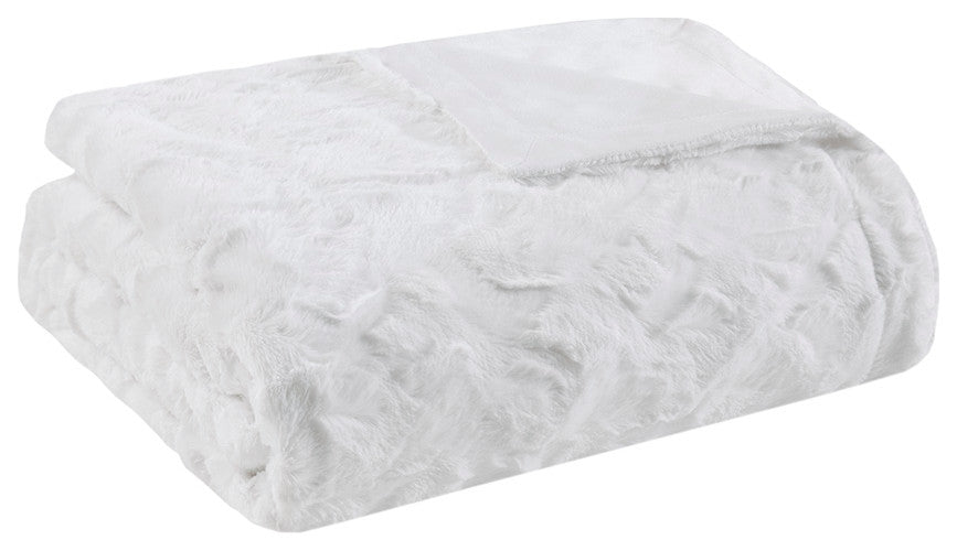 Madison Park Zuri Oversized Faux Fur Throw, White