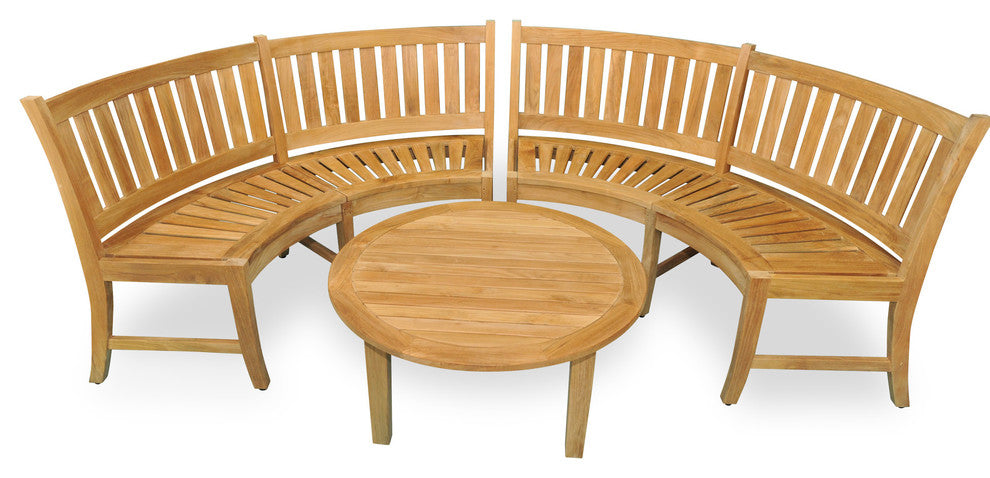 Circular Curved Teak Bench, Estate Collection