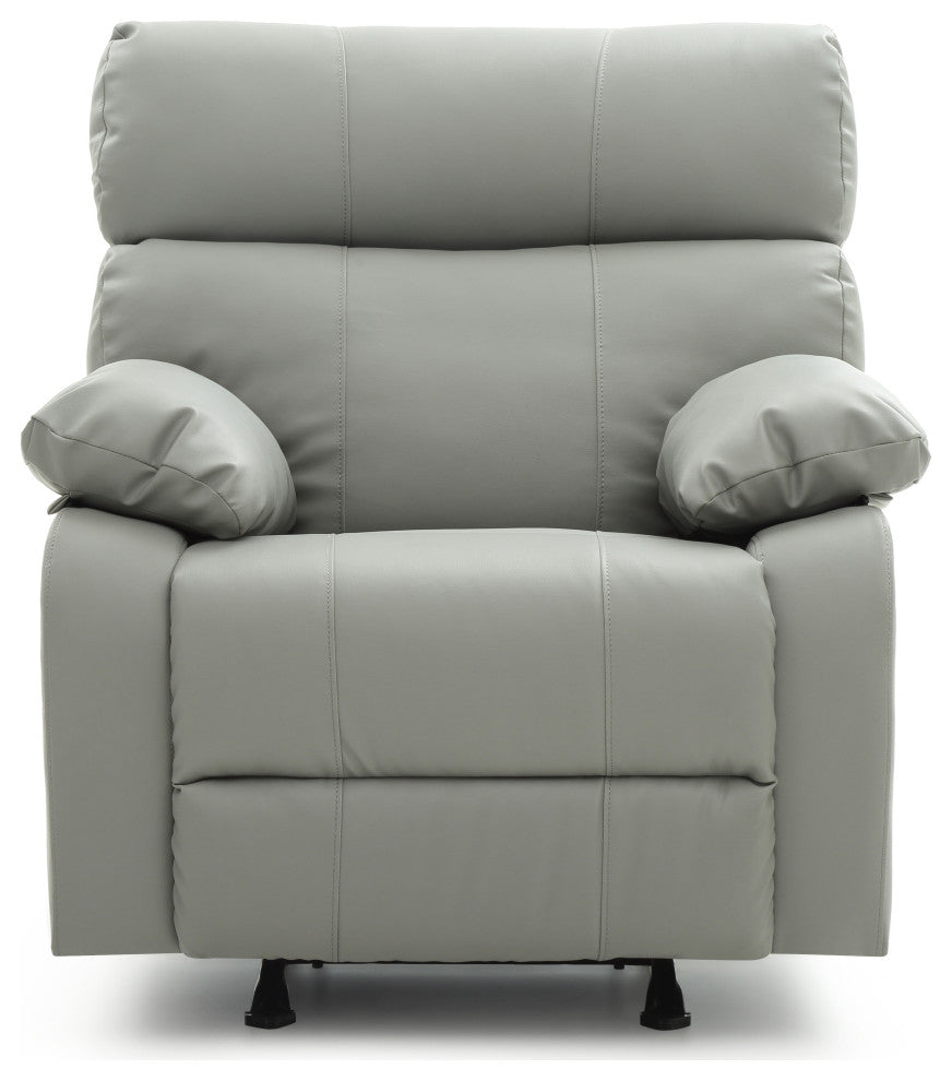 Clarke Rocker Recliner, Gray/Faux Leather