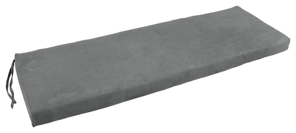 51"X19" Solid Microsuede Bench Cushion, Steel Gray