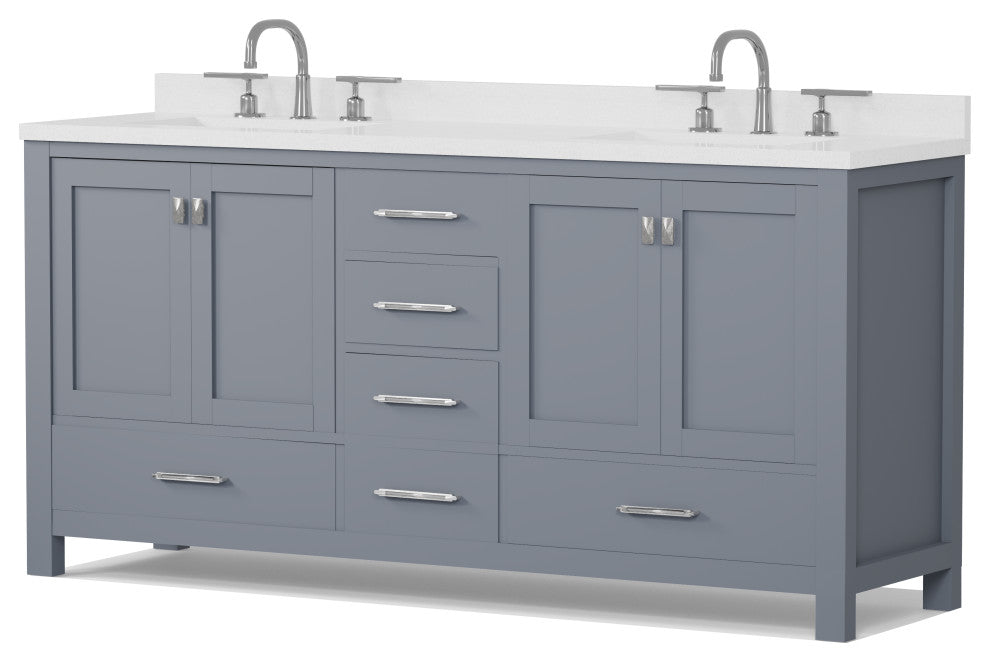 Caroline Avenue 72" Double Bathroom Vanity Set, Gray