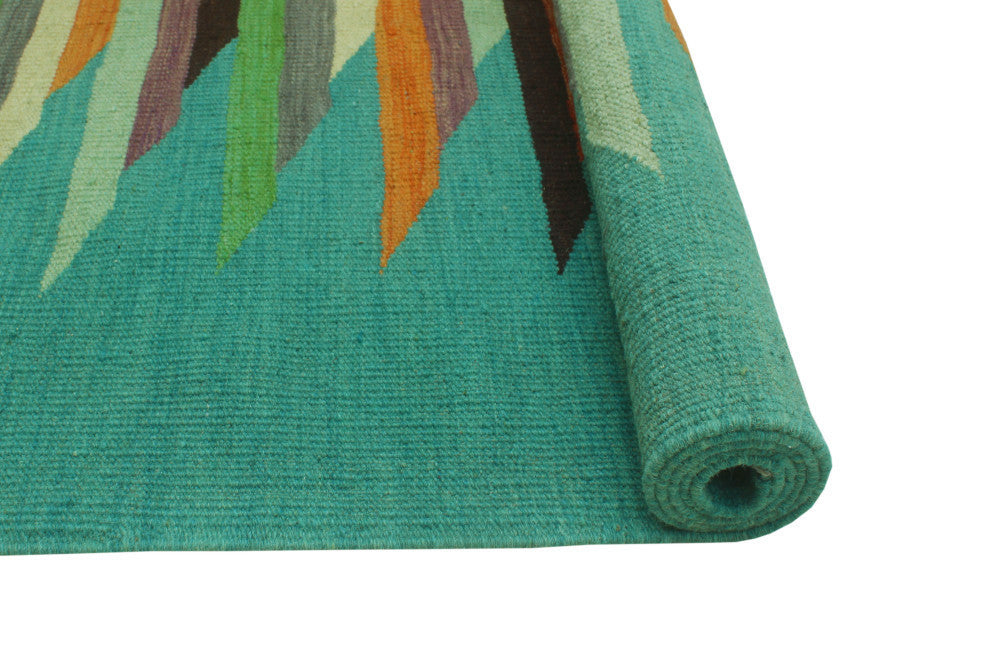 Winchester Kilim Salvador Turquoise/Charcoal Rug, 4'9x6'6