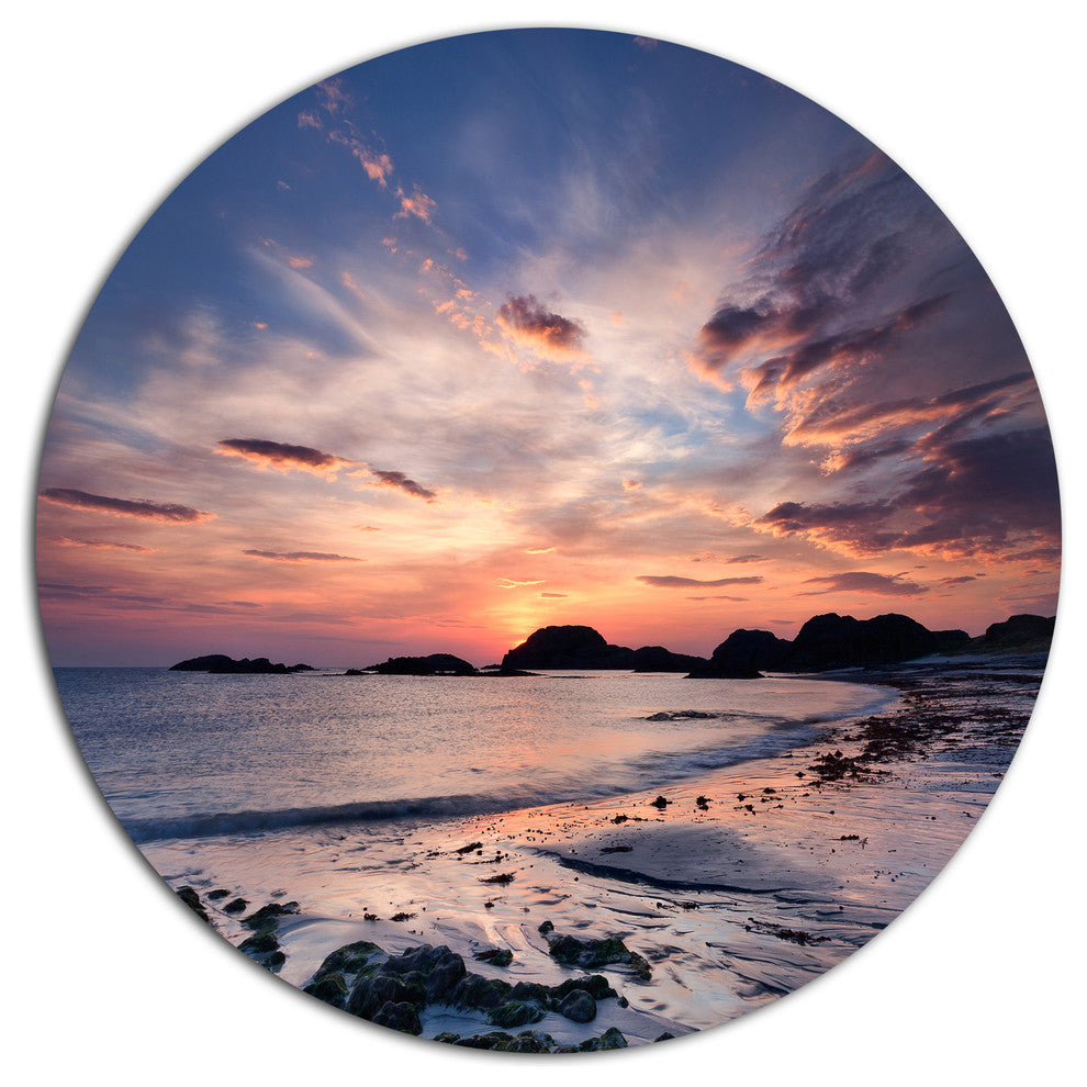 Dramatic Sky At Sunset On Isle Of Iona, Seashore Round Wall Art, 11"
