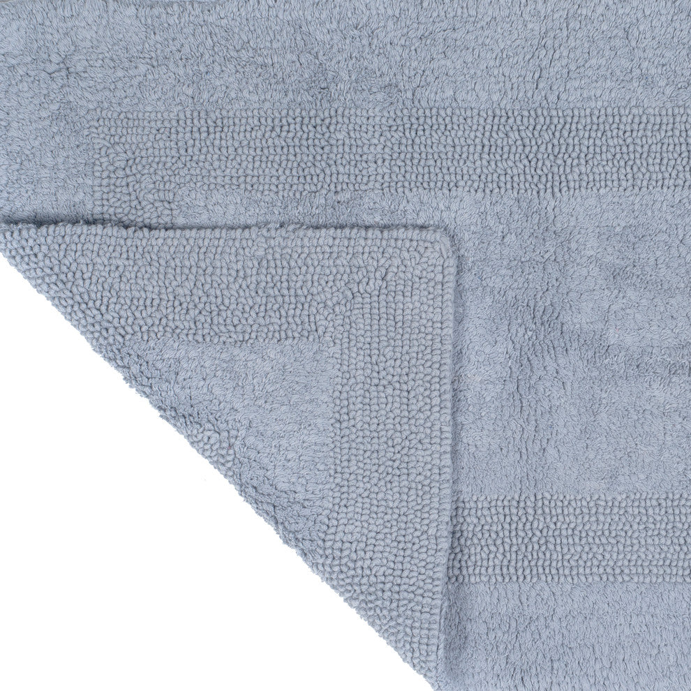 Lavish Home 100% Cotton Reversible Long Bath Rug, Silver