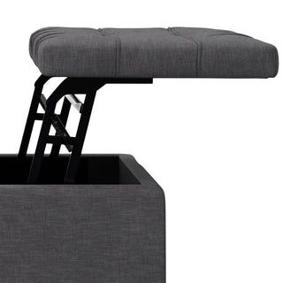 Laura Mid Century Lift Top Storage Ottoman, Slate Grey
