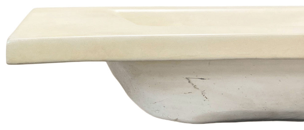 31" Single Concrete Rectangular Sink Top with Rectangle Sink, Cream