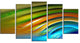 Colorful Fractal Water Ripples, Contemporary Canvas Print Art, 60"x32", 5 Panels
