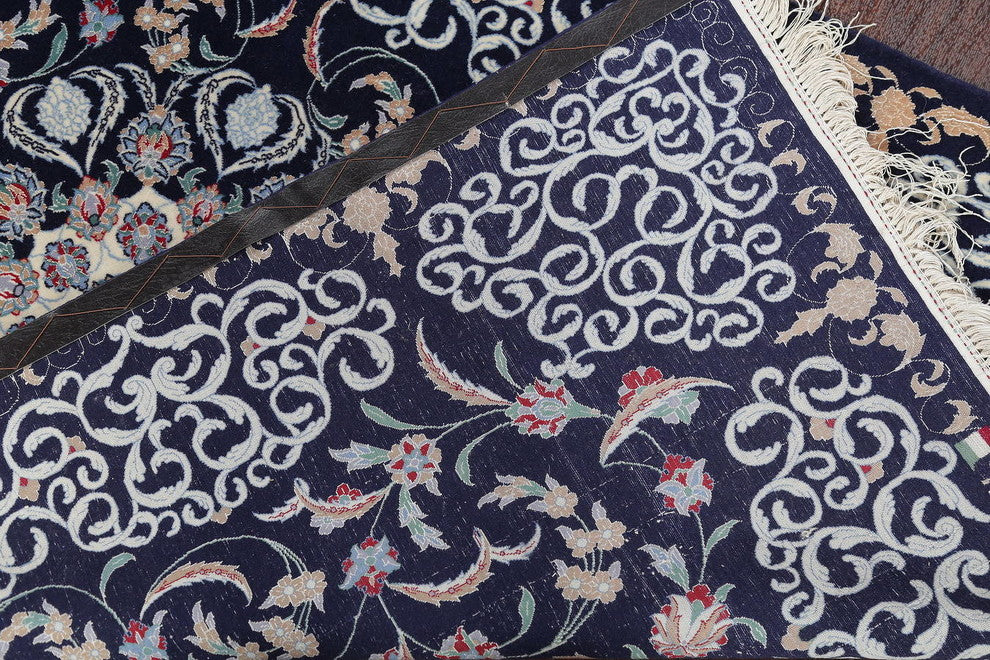 Traditional Isfahan Oriental Handmade Persian Design Area Rug, Blue, 5'6"x3'9"