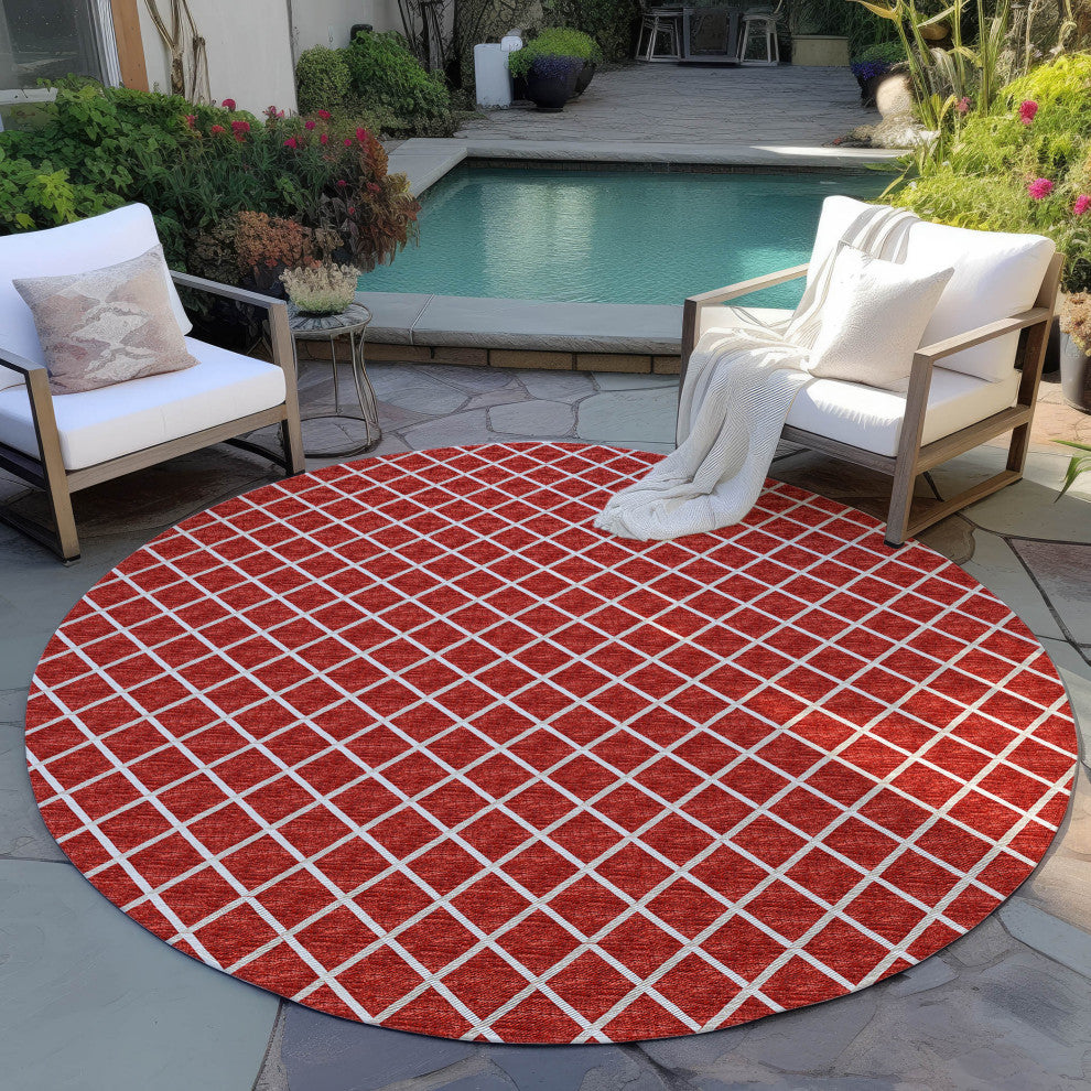 Indoor/Outdoor York YO1 Red Machine Washable 10' x 10' Rug