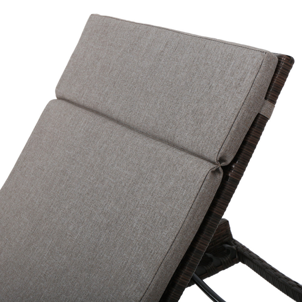 GDF Studio Lakeport Outdoor Wicker Chaise Lounge Chair With Cushion, Charcoal