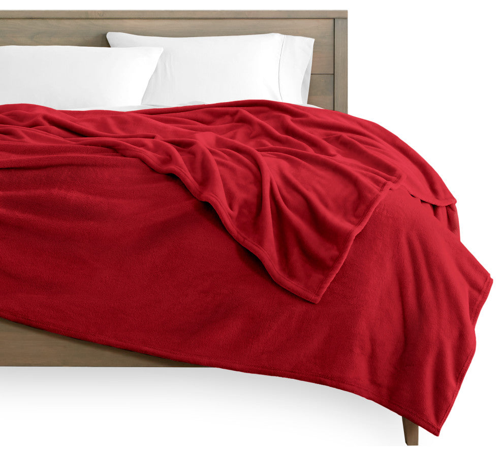 Bare Home Microplush Fleece Blanket, Red, Full/Queen