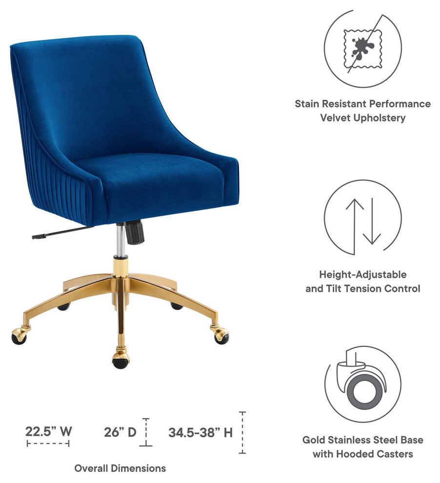 Discern Performance Velvet Office Chair, Navy