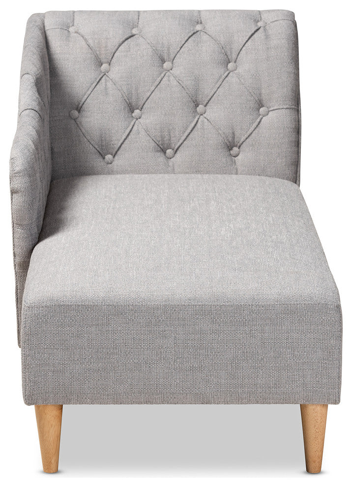 Corbin Modern and Contemporary Gray Fabric Upholstered Oak Chaise Lounge