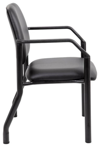 Boss Office Big and Tall Faux Leather Guest Chair in Black