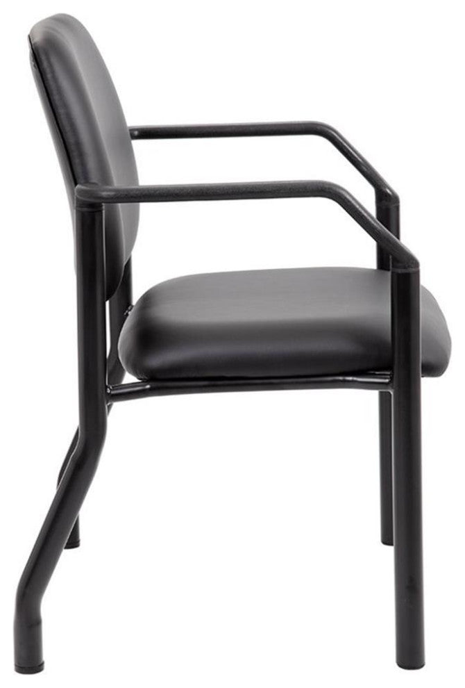 Boss Office Big and Tall Faux Leather Guest Chair in Black