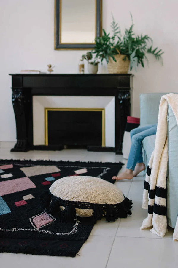 Circle Cushion, Natural/Black