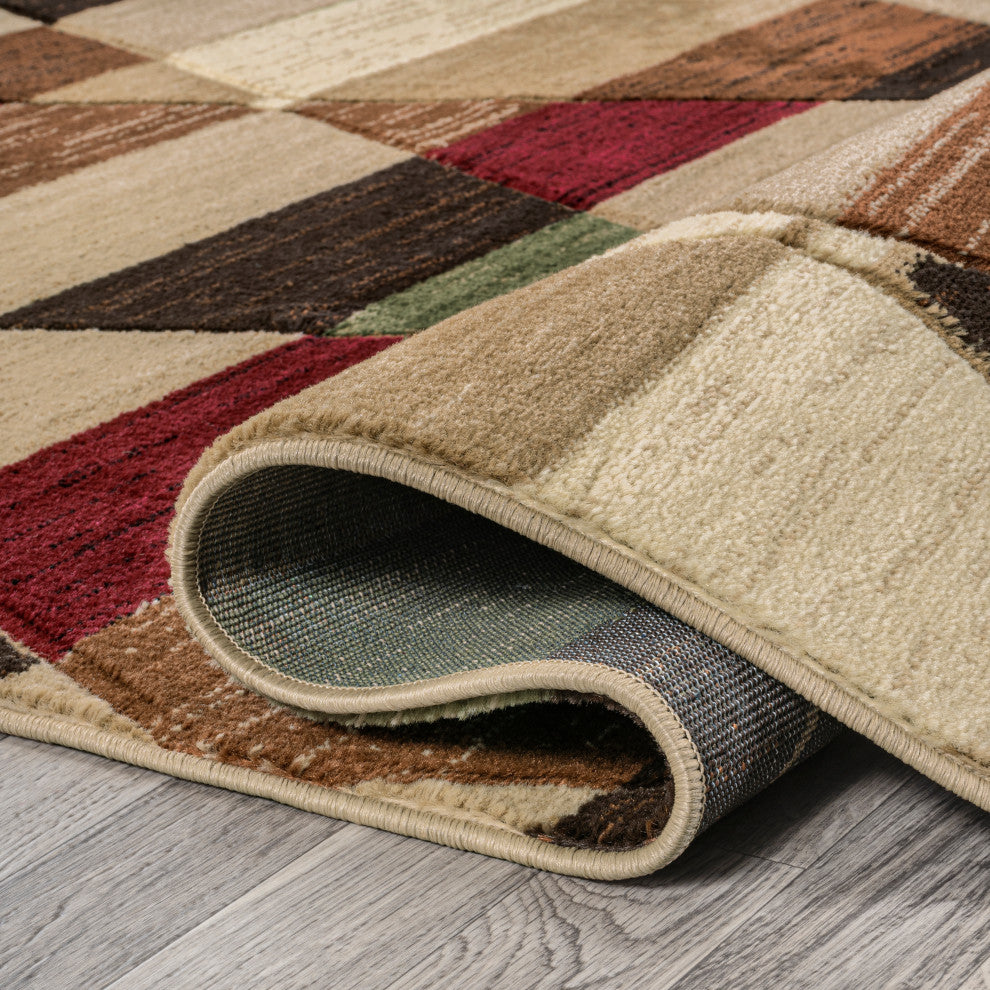 Kehoe Retro Diamonds Geometric Red/Brown/Cream 2 ft. x 8 ft. Runner Rug