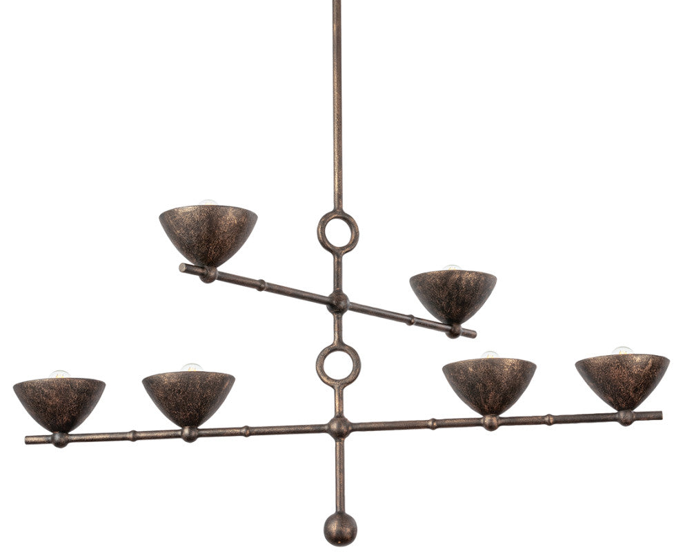 Troy Lighting Vishal Chandelier Black Patina Gold, 39.25"Lx54"Wx29"H