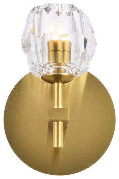 1 Light 8" Tall Gold LED Crystal Wall Sconce