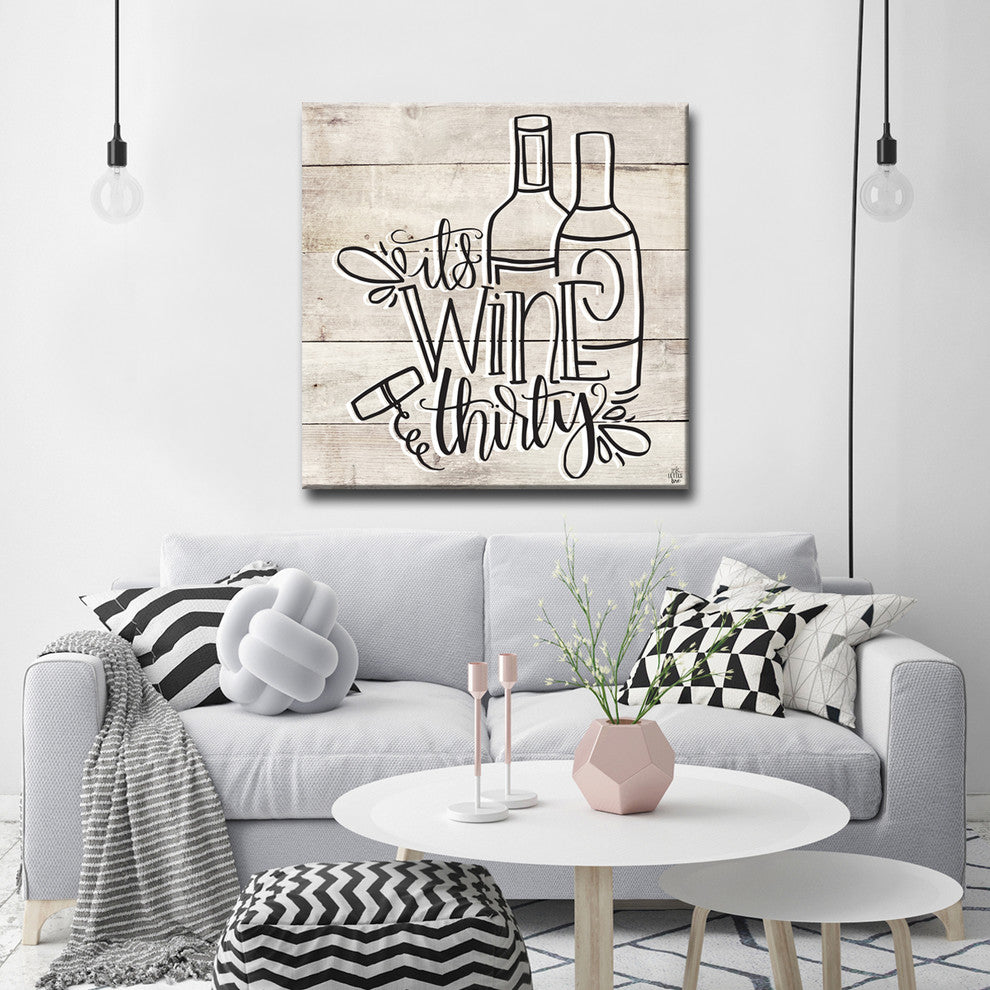 Ready2HangArt ''Wine Thirty'' by Ink Letter Love Canvas Art, 12"x12"