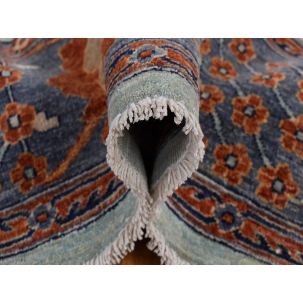 Gray, Peshawar With Antiqued Sultanabad Design, Hand Knotted, Rug, 8'2"x10'