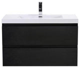 MOB 36" Wall Mounted Vanity With Reinforced Acrylic Sink, Black