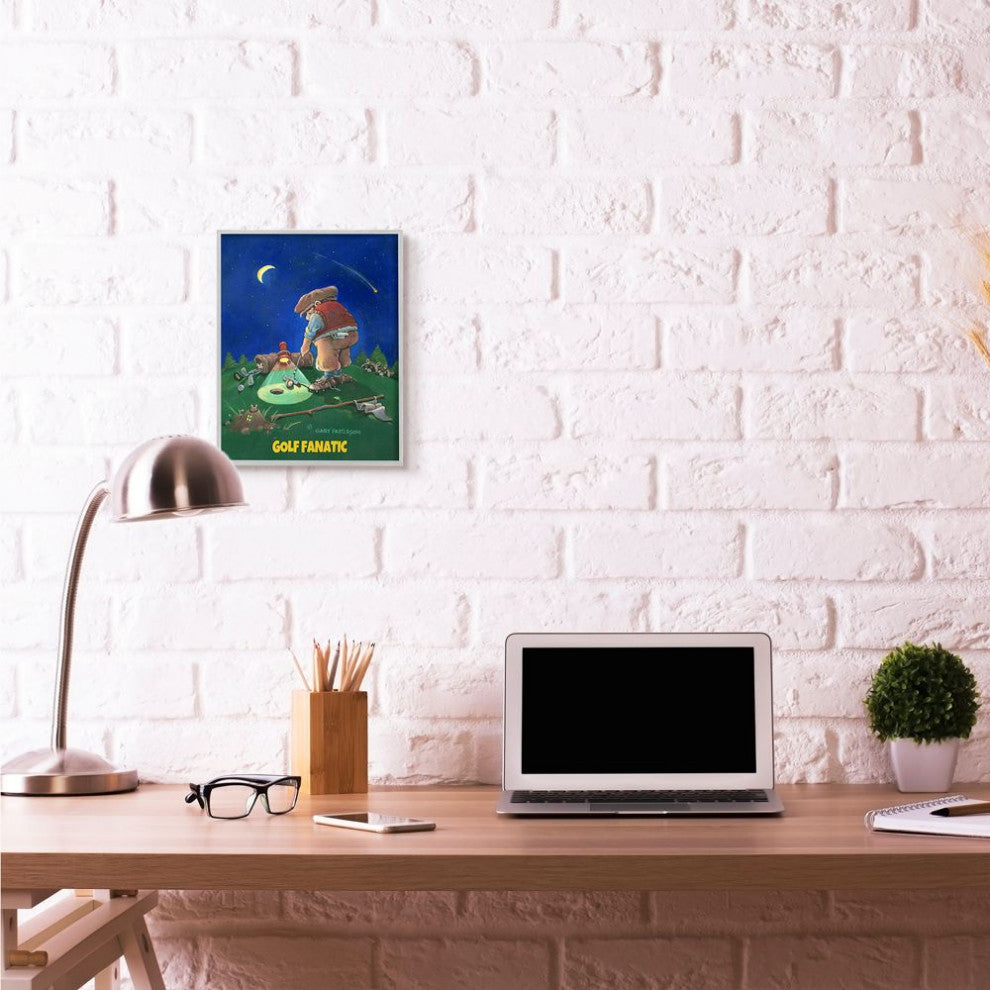 Stupell Industries Gold Fanatic Funny Golf Cartoon Sports Design, 11"x14", Gray