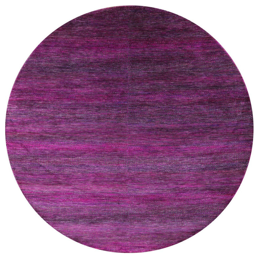 8' Round Wool and Silk Super Savannah Gabbeh Hand-Knotted Rug Q6122