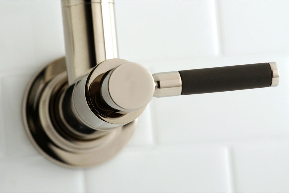Kingston Brass Wall Mount Pot Filler Kitchen Faucet, Polished Nickel