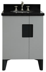 25" Single Sink Vanity, Light Gray Finish With Black Galaxy Granite