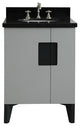 25" Single Sink Vanity, Light Gray Finish With Black Galaxy Granite