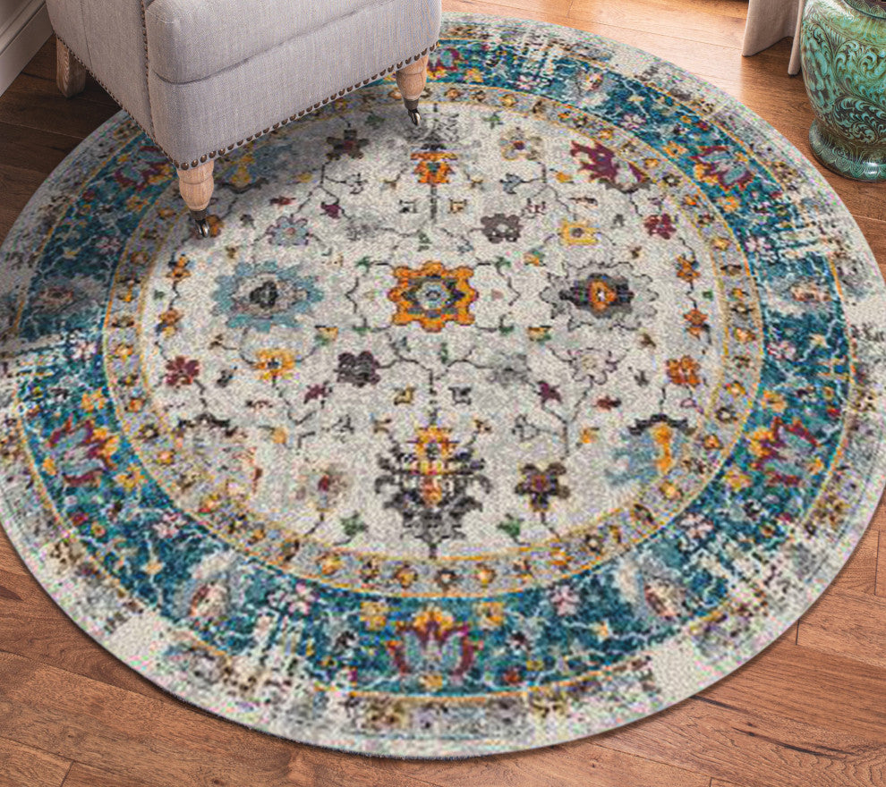 Montana Filomina Area Rug, Blue, 7'6" x 7'6"R, Bordered