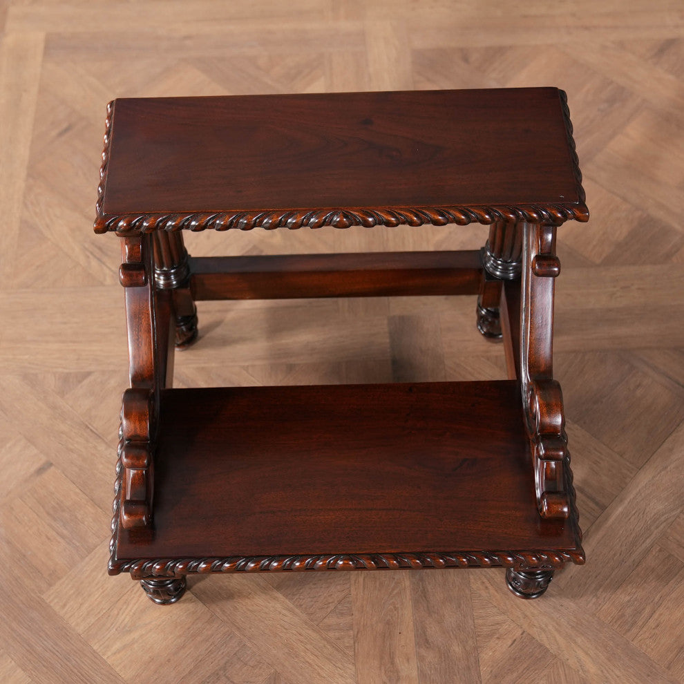 NBR101 Carved Mahogany Bed Step