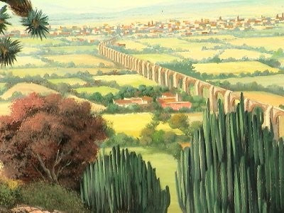 Aqueduct. Mexican Oil Painting