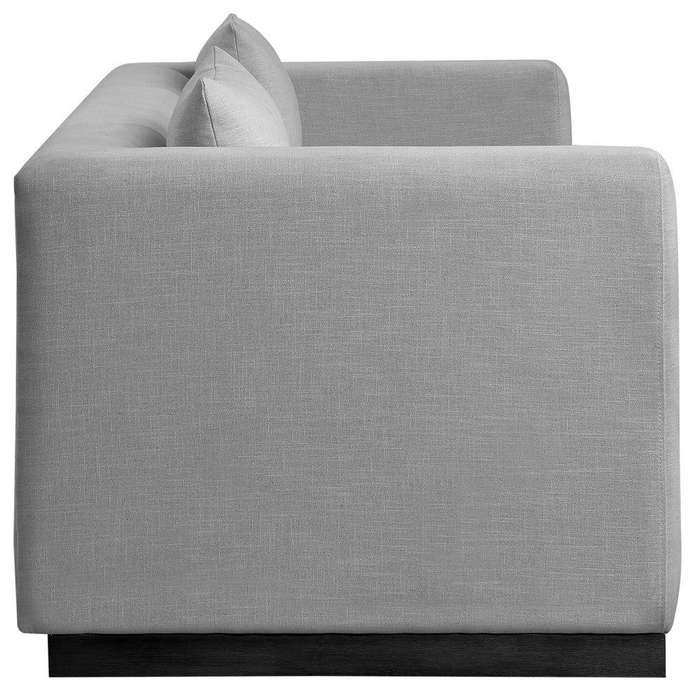 Alfie Linen Textured Fabric Upholstered Sofa, Grey