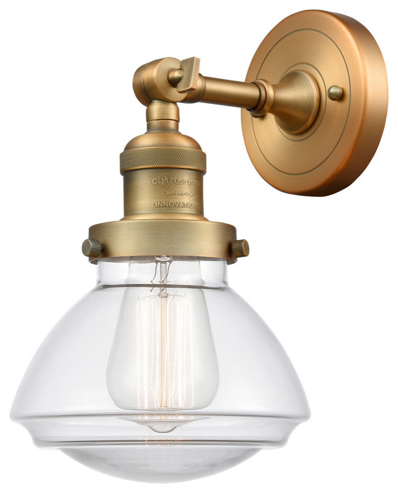 Olean 1-Light Sconce, Brushed Brass, Clear