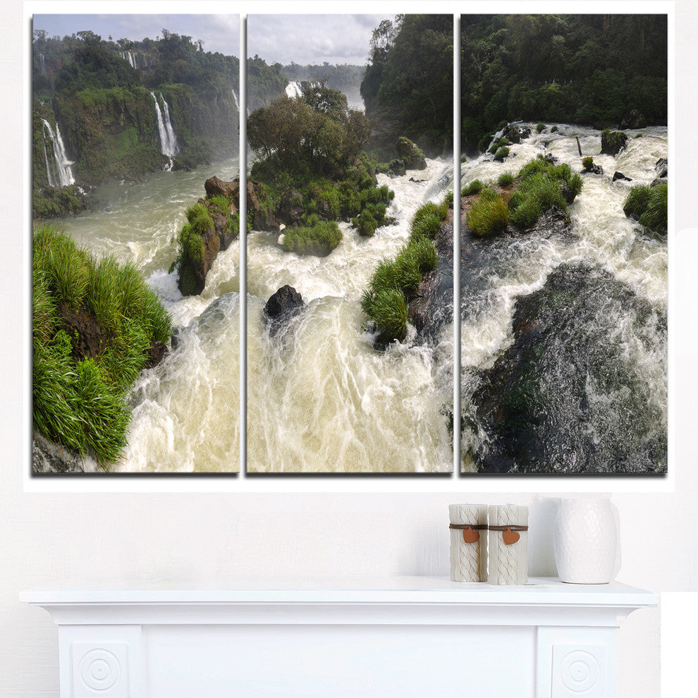 "Waterfall Iguacu Falls in Brazil" Metal Wall Art, 3 Panels, 36"x28"