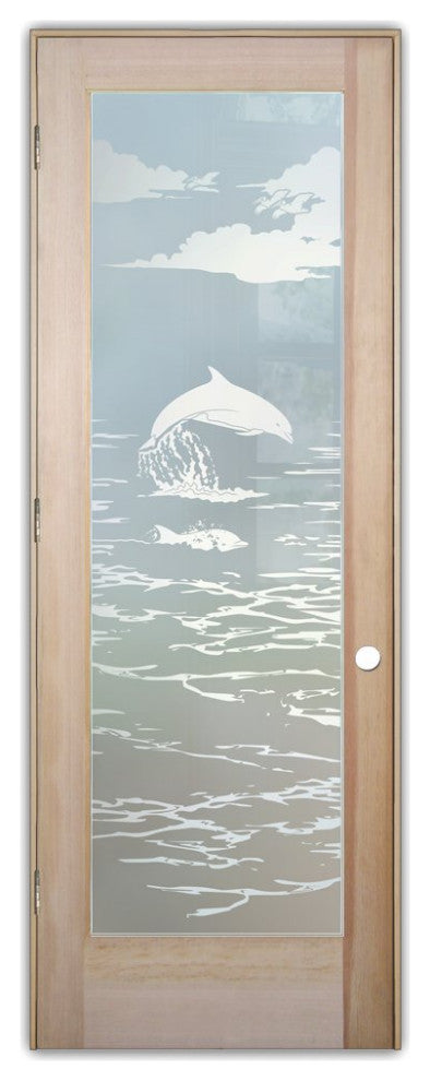 Interior Prehung Door or Interior Slab Door - Dolphins in the Shimmer -...