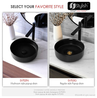 STYLISH Matte Black Pop-Up Bathroom Sink Drain without Overflow