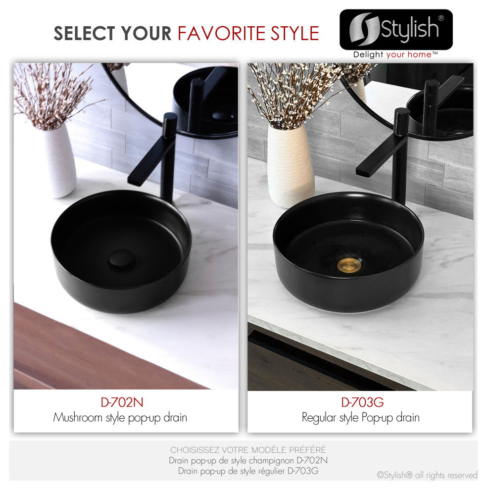 STYLISH Matte Black Pop-Up Bathroom Sink Drain without Overflow