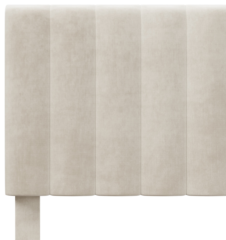 Hillsdale Crestone Adjustable Height Channel Upholstered Full Platform Bed, Cream, Queen Bed