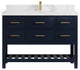 Parker 48 Single Sink Bath Vanity in Navy Blue  2" Calacatta Nuvo
