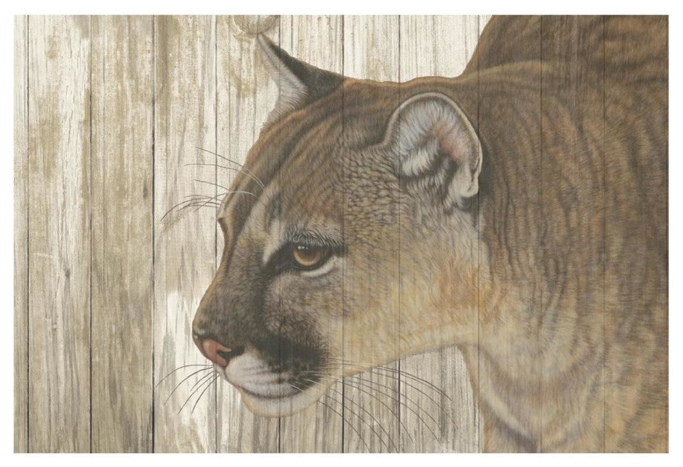 "Mountain Sentry on Wood" Digital Paper Print by Jacquie Vaux, 26"x18"
