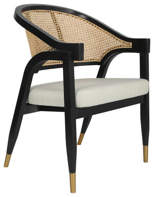 Naomi Commercial Cane Rattan Dining and Accent Chair, Black