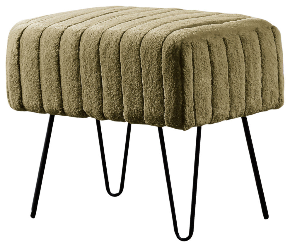 Serenta Super Mink Ottoman, Olive, 19''x13''x17''