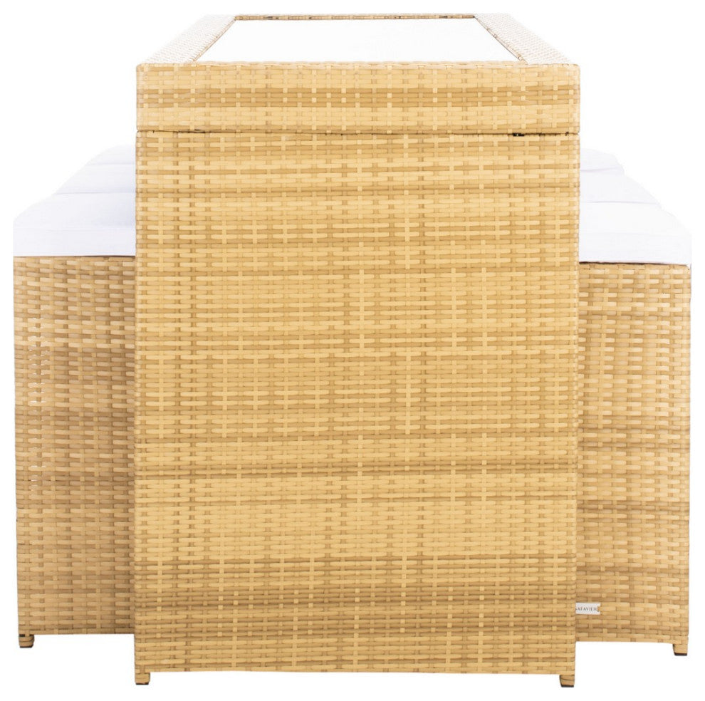 Safavieh Horus Indoor/Outdoor Dining Set, Natural/White